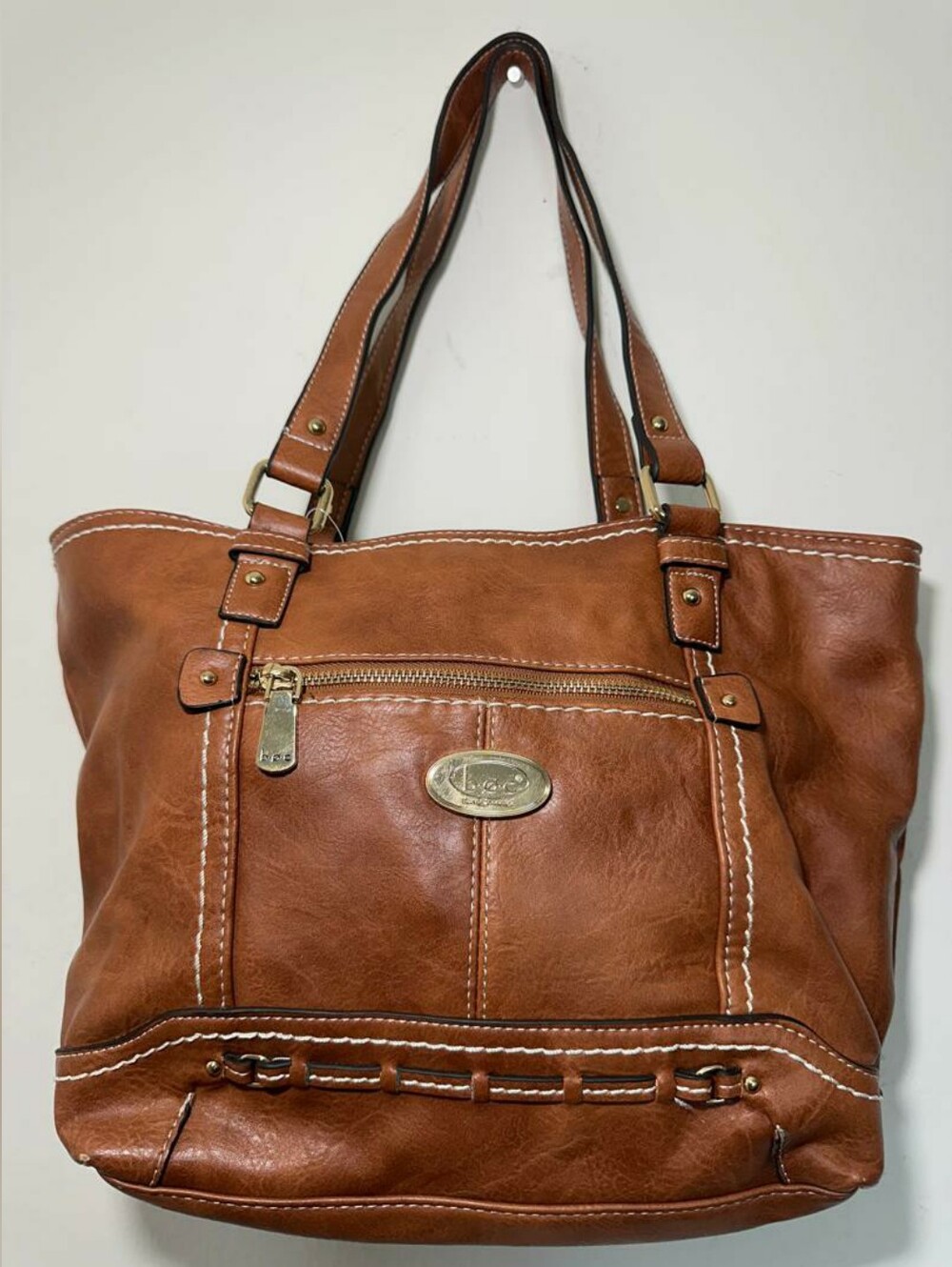 BOC BORN CONCEPT Women Tote Shoulder Bag Brown Leather Handbag